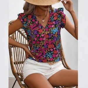 Floral Neon Color Blouse | SIZE L